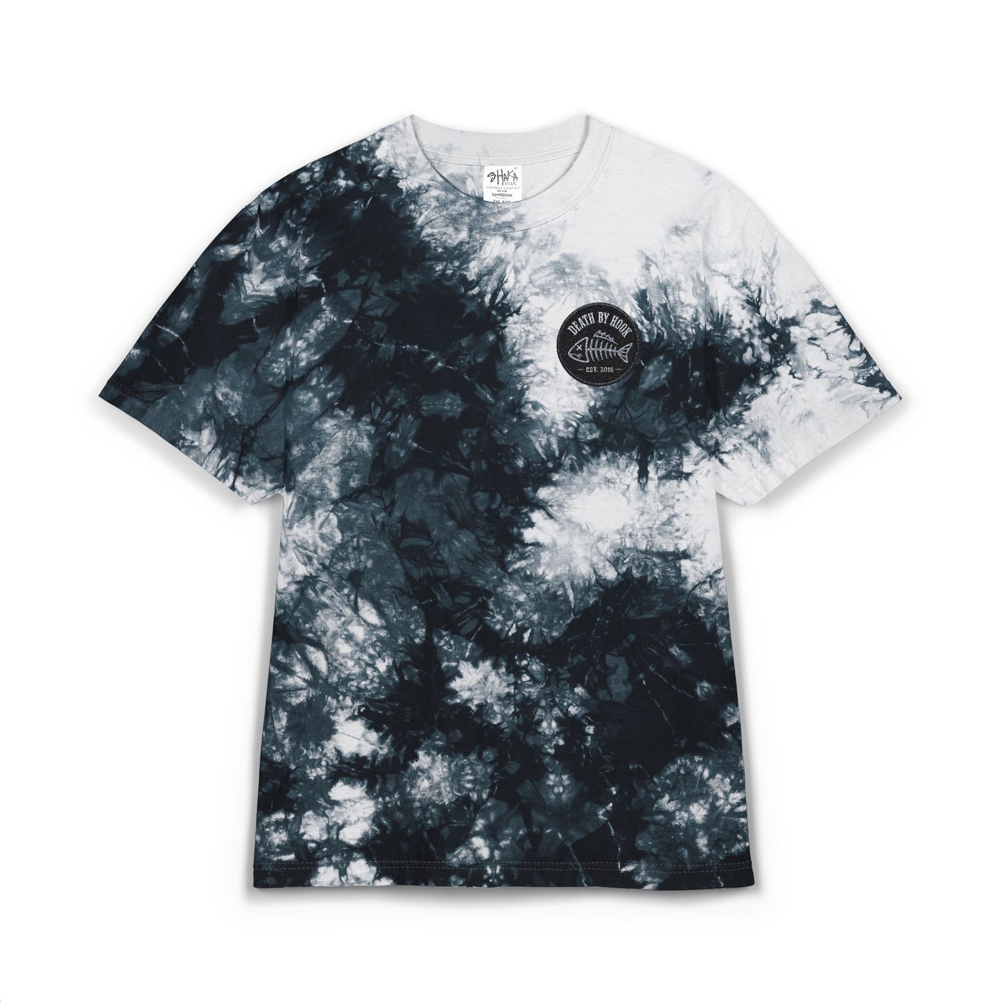 Tie-Dye Embroidered T-Shirt — Black & White Oversized Casual Tee