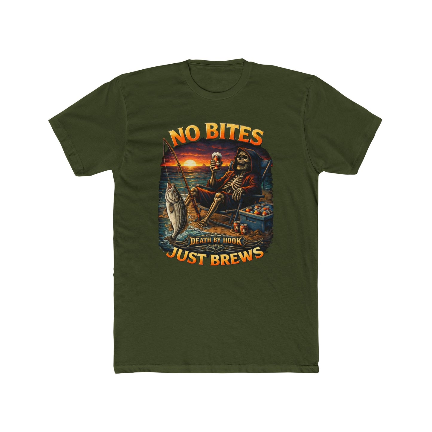 No Bites Just Brews Fishing T‑Shirt — Funny Beer & Fishing Graphic Tee