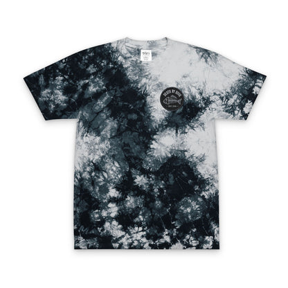 Tie-Dye Embroidered T-Shirt — Black & White Oversized Casual Tee
