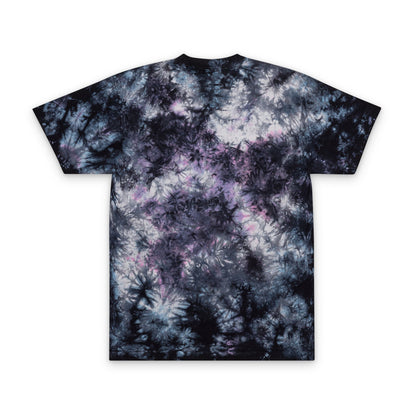 Tie-Dye T-Shirt — Black & White Embroidered Circle Graphic, Oversized Streetwear