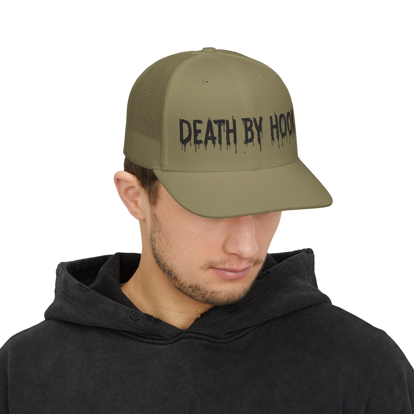 Death By Hook Trucker Cap - Distressed Horror Snapback Hat