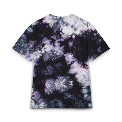 Tie-Dye T-Shirt — Black & White Embroidered Circle Graphic, Oversized Streetwear